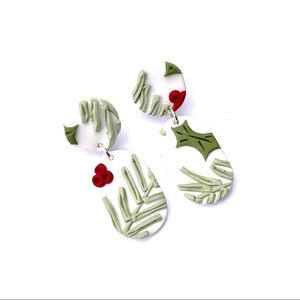 Handmade Polymer Clay Earrings winter pattern